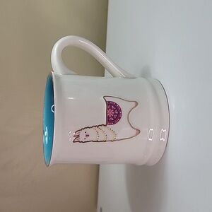 White Ceramic Mug with Embossed Llama Design